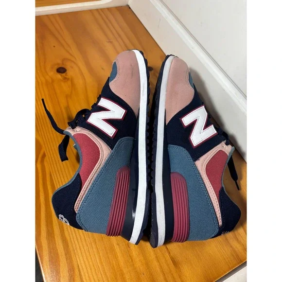 New Balance 574 Mens Casual Lifestyle Shoes Navy Pink Teal White N Logo size 11 - Picture 8 of 11